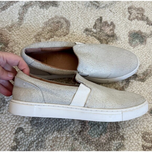 Frye Ivy Slip On Sneaker Womens Pevter Metallic Suede Leather Size 8 - Picture 1 of 12